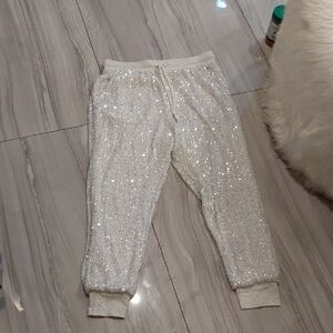Sparkly White Women Joggers